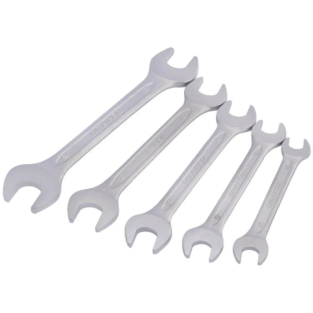 Draper Open End Spanner Set Metallic Silver Assorted Sizes Pack of 5 30768