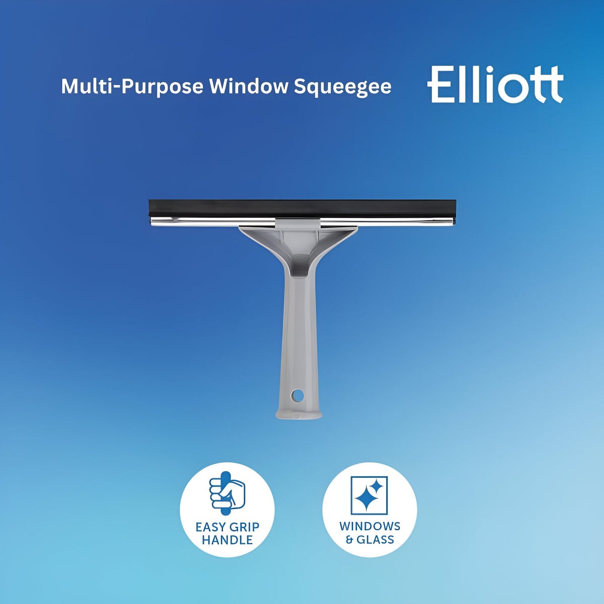 Elliot Multi-Purpose Plastic Window Squeegee Silver 25cm EL4425/H | Easy Grip Handle | Windows and Glass