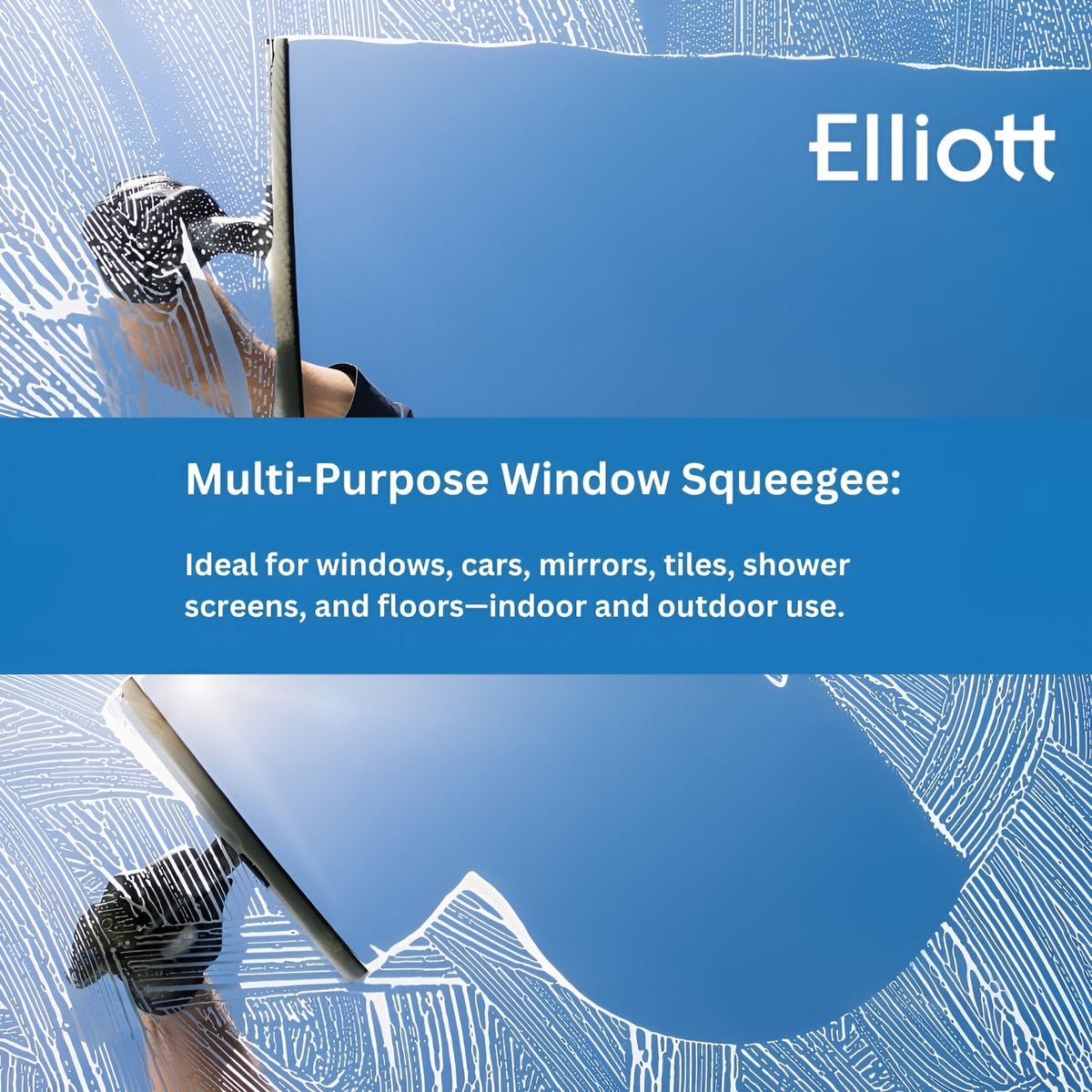 Elliot Multi-Purpose Plastic Window Squeegee Silver 25cm EL4425/H | Easy Grip Handle | Windows and Glass