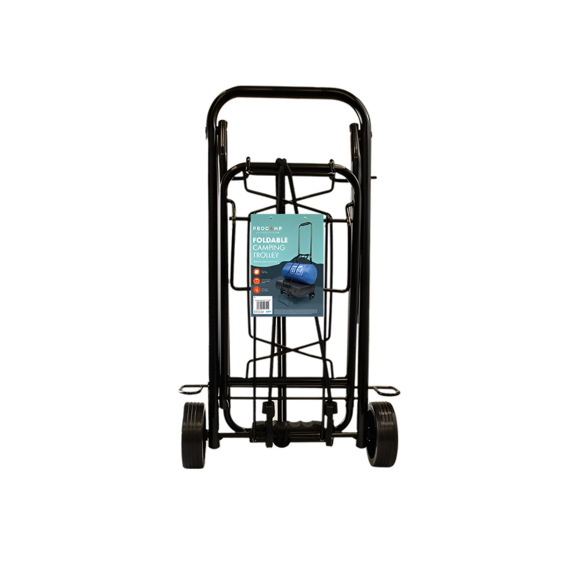 Procamp Foldable Camping Trolley with Bungee Cord Strap Black CAM11721OB | Max Weight 25Kg | Strong and Durable with Extendable Handle | Folds up for Easy Storage
