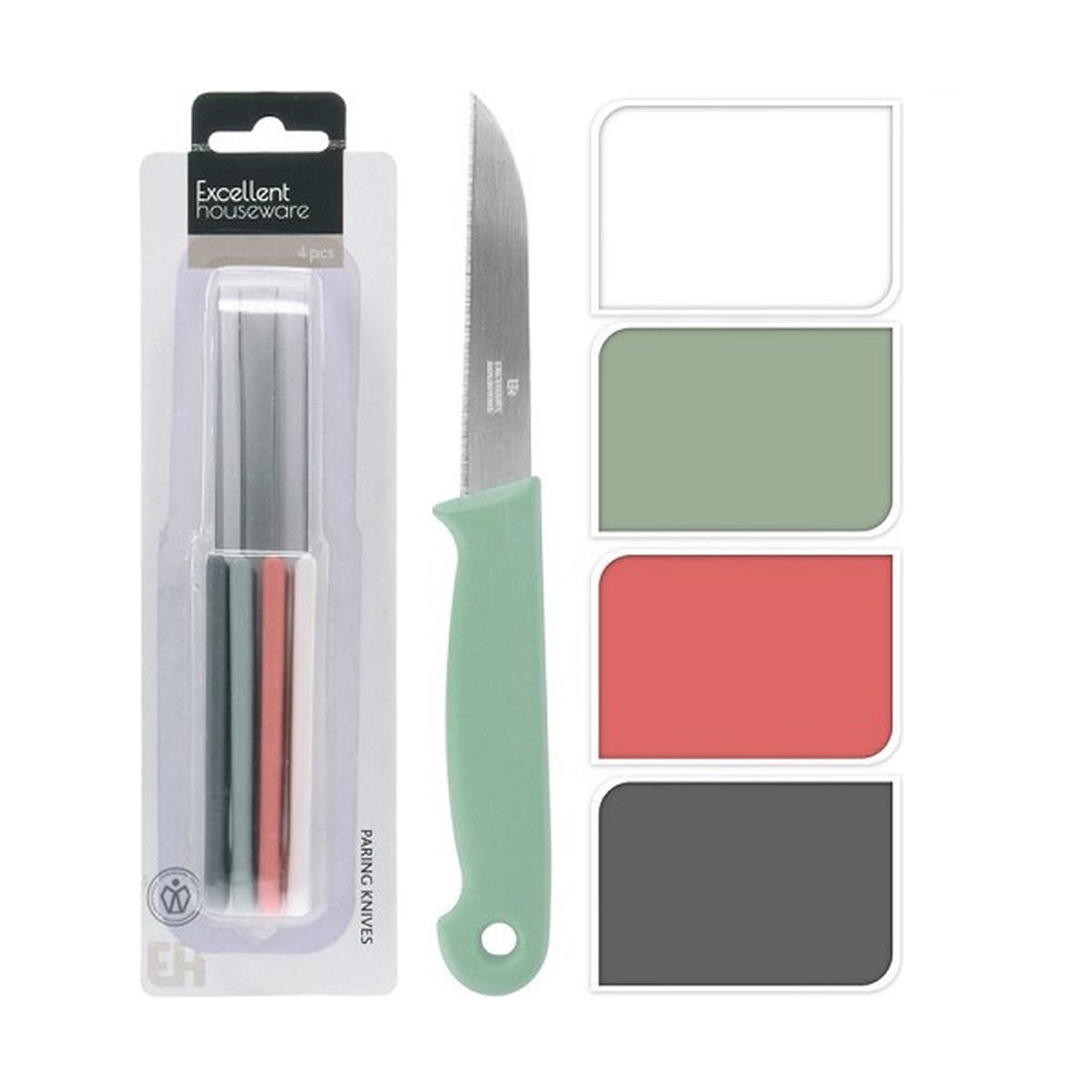Excellent Houseware Paring Knife Set Assorted Colours Pack of 4 C80201880