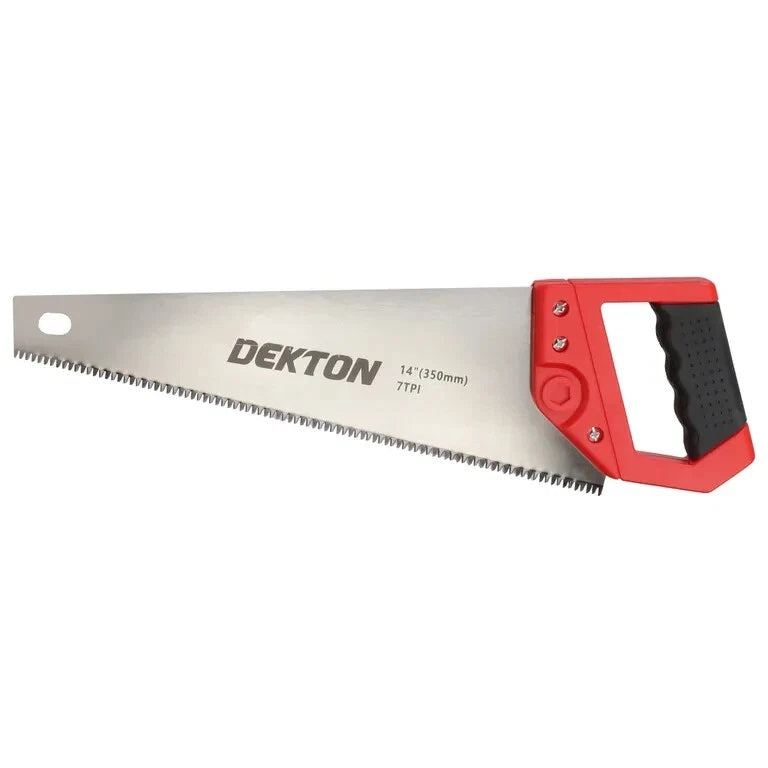 Dekton Tool Box Saw Multicoloured 14-Inch DT45618 | 7 TPI | Sure-Grip Comfort Handle | Thick Rigid Blade Minimises Whip and Vibration | Multipurpose | Rapid Cut
