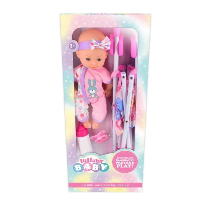 Kandy Toys Small Baby Doll and Stroller Assorted Colours TY2161 | Encourages Imaginative Pretend Play | For Little Ones with Big Dreams