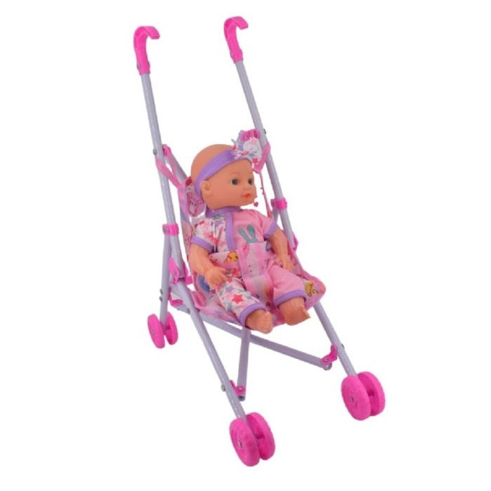 Kandy Toys Small Baby Doll and Stroller Assorted Colours TY2161 | Encourages Imaginative Pretend Play | For Little Ones with Big Dreams