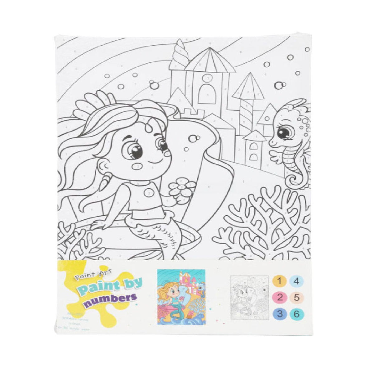 Paint by Numbers Paint Art Set Assorted Pack of 1 110680220 | Includes 30cm x 40cm Canvas | 1x Brush | 6x 3ml Acrylic Paint