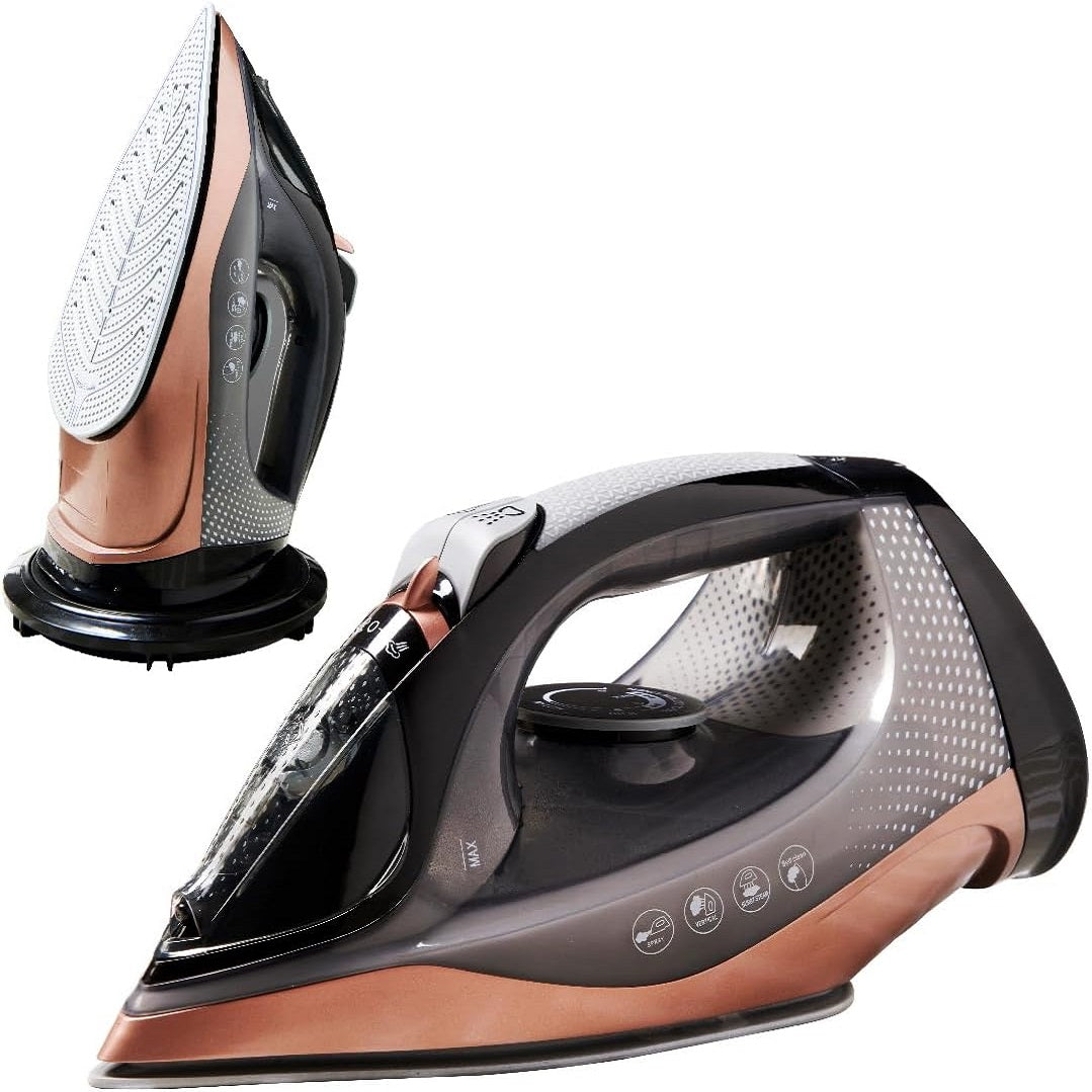 Quest Fast Charge Cordless Steam Iron Multicolour 2400W 34149 | Heats up in 40 Seconds | Variable Ironing Functions | Variable Temperature Control 70 - 220 Degree Celsius | Vertical Steam | Steam Burst | Spray Mist | Ceramic Soleplate | Overheat Protection | Self Cleaning | 360 Degree Swivel Base
