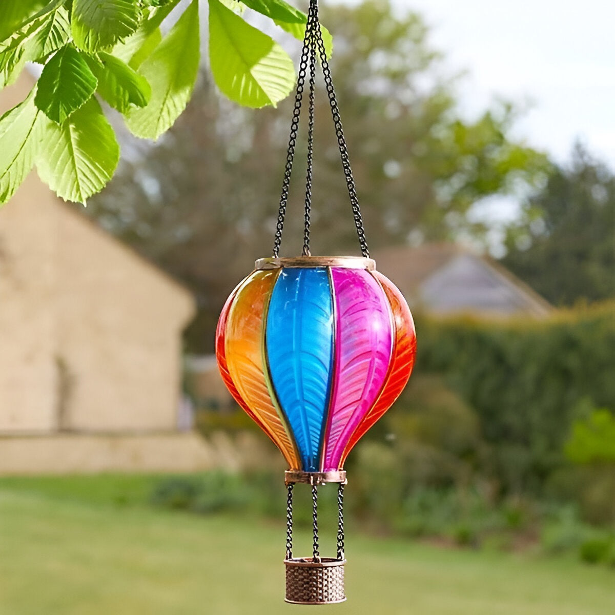 Smart Garden Solar Powered Rainbow Flaming LED Balloon Multicolour 44cm x 14cm 1080078 | Flickering Flame Effect | Safe - Cool to the Touch | Charges in Direct Sunlight | Automatically Illuminates at Night