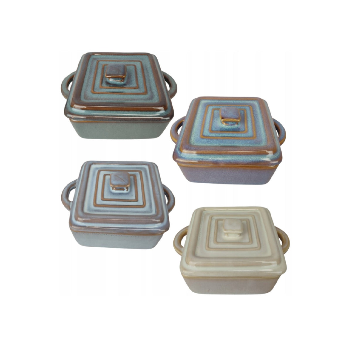 Excellent Houseware Stoneware Casserole Pan with Lid Assorted 10cm x 13.5cm x 6.5cm Pack of 1 Q51200700