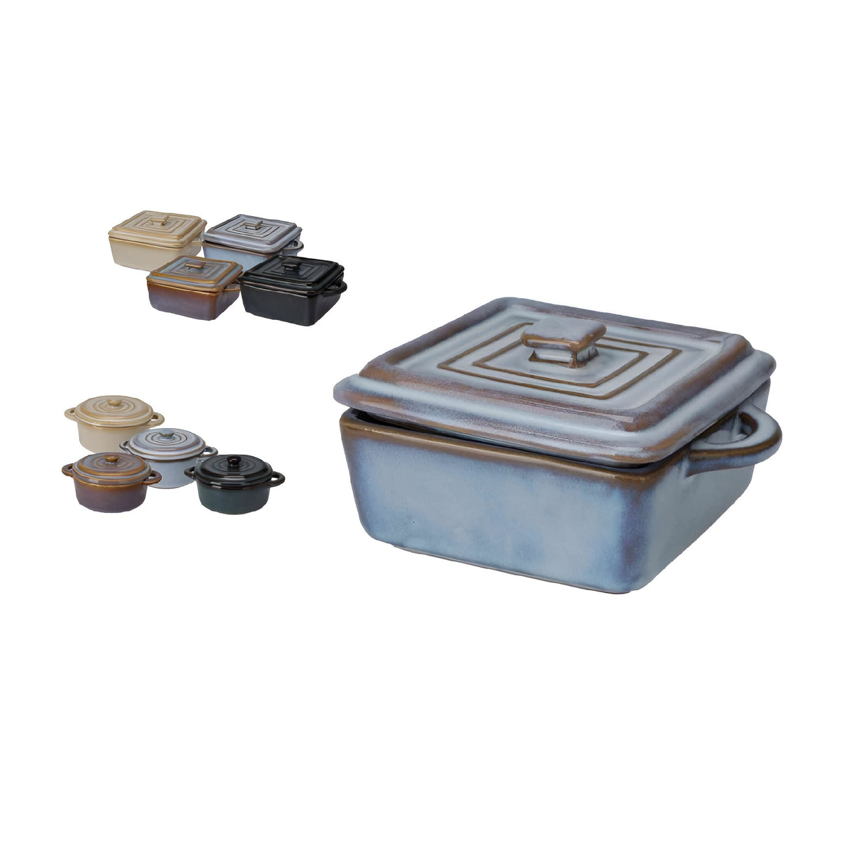 Excellent Houseware Stoneware Casserole Pan with Lid Assorted 10cm x 13.5cm x 6.5cm Pack of 1 Q51200700