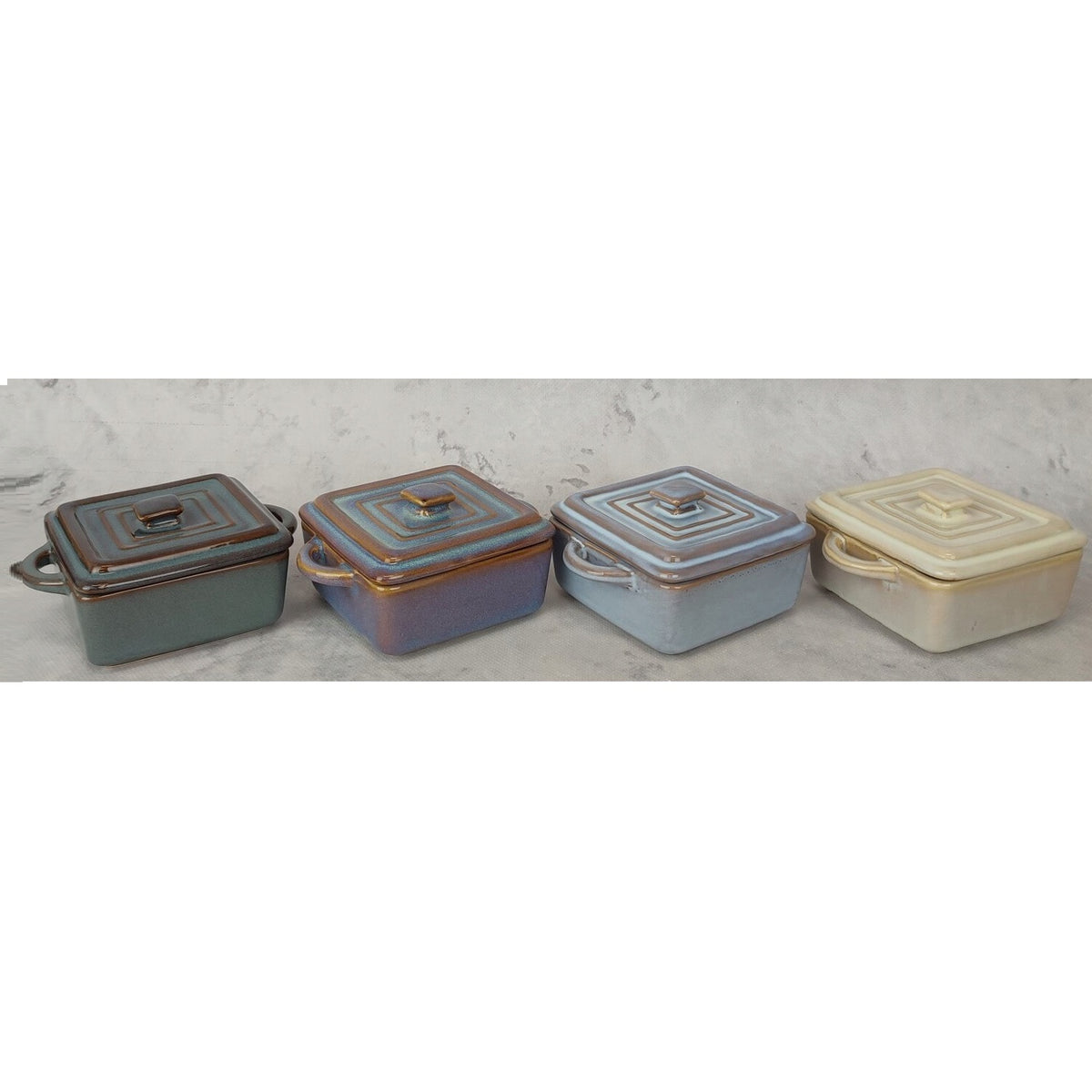 Excellent Houseware Stoneware Casserole Pan with Lid Assorted 10cm x 13.5cm x 6.5cm Pack of 1 Q51200700