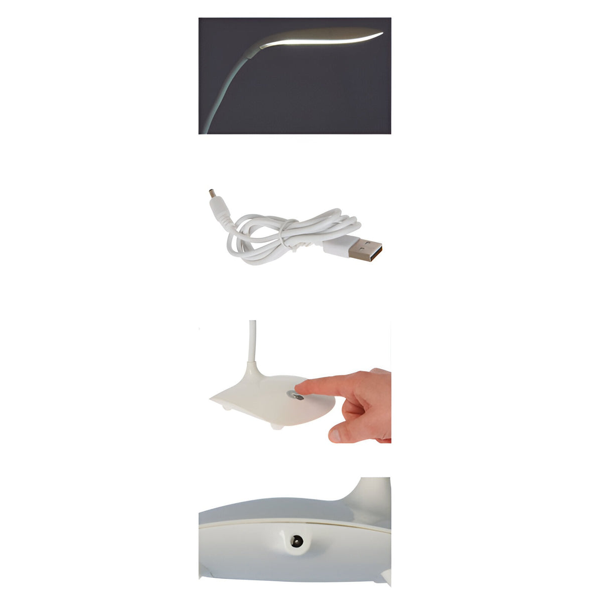 USB LED Table Lamp White 500mA FC4500460 | On-Off by Touching | Also Battery Operated