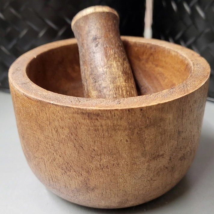 Excellent Houseware Wooden Mortar and Pestle Set Brown 10cm x 6cm A65005520 | Natural Mango Wood | Ideal for Grinding Herbs and Spices