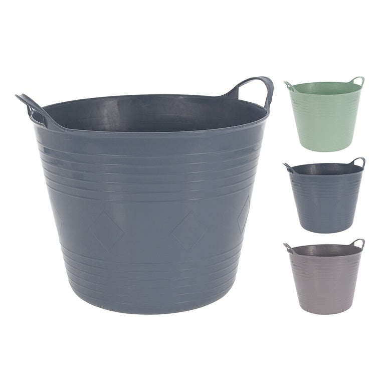 Flexible Plastic Basket with Handles Assorted Colours 40Ltr 45cm x 37cm Pack of 1 042244390 | Multi-Purpose Storage Bucket | For Home-Garden or Laundry