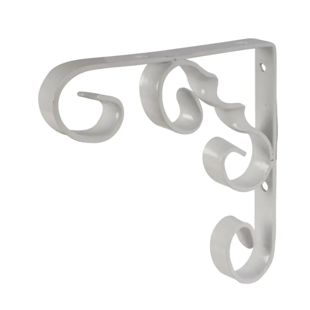 Dekton Powder Coated Twisted Wrought Iron Scroll Shelf Bracket White 4-Inch x 4-Inch DH08120
