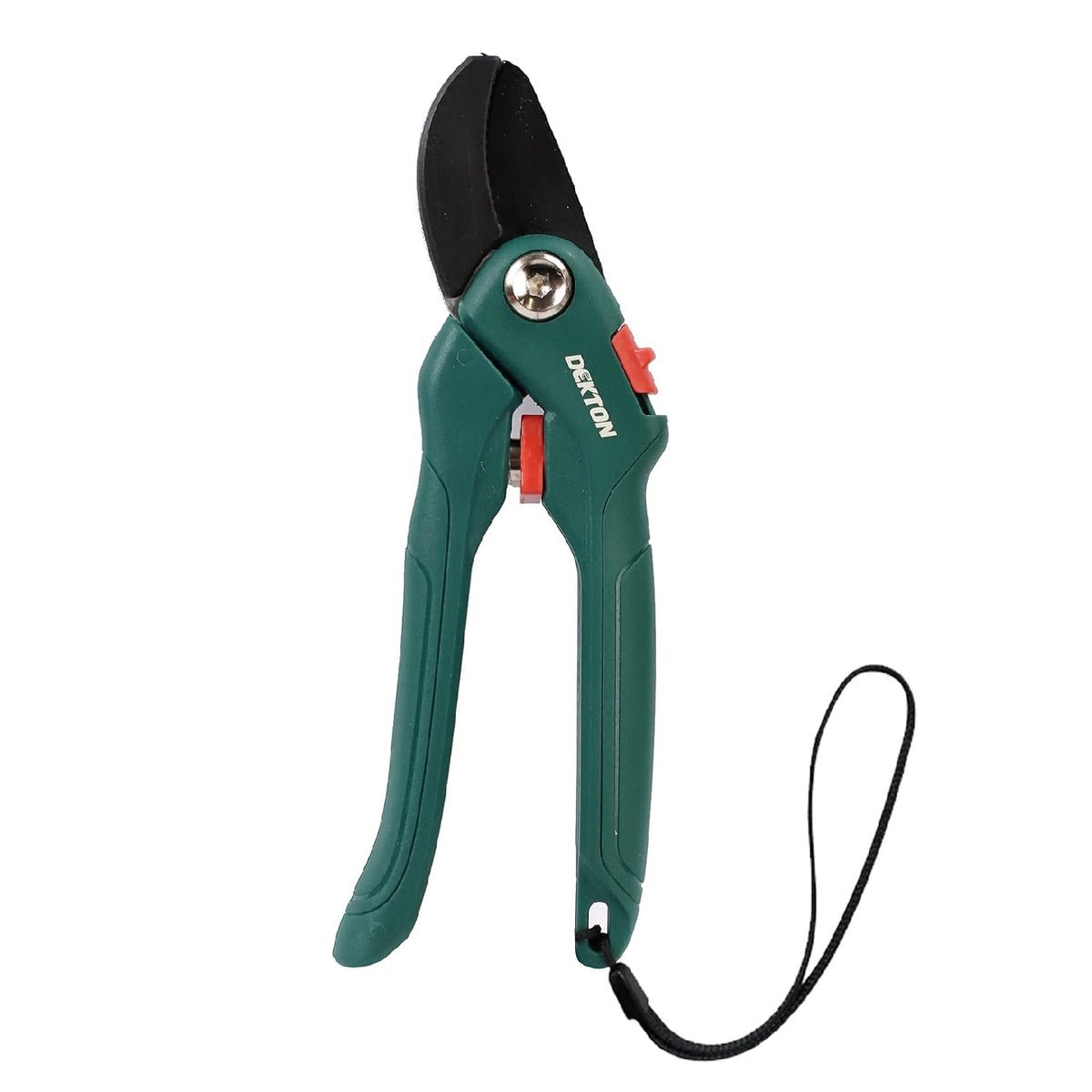 Dekton Anvil Pruner Dark Green 10mm DTG5020 | Prune Branches and Plants | Cut Through Thick Branches upto 10mm | Ideal for Cutting Branches and Fibrous Plants | Ground Carbon Steel Cutting Blade for Enduring Sharpness | Convenient One-Hand Safety Lock