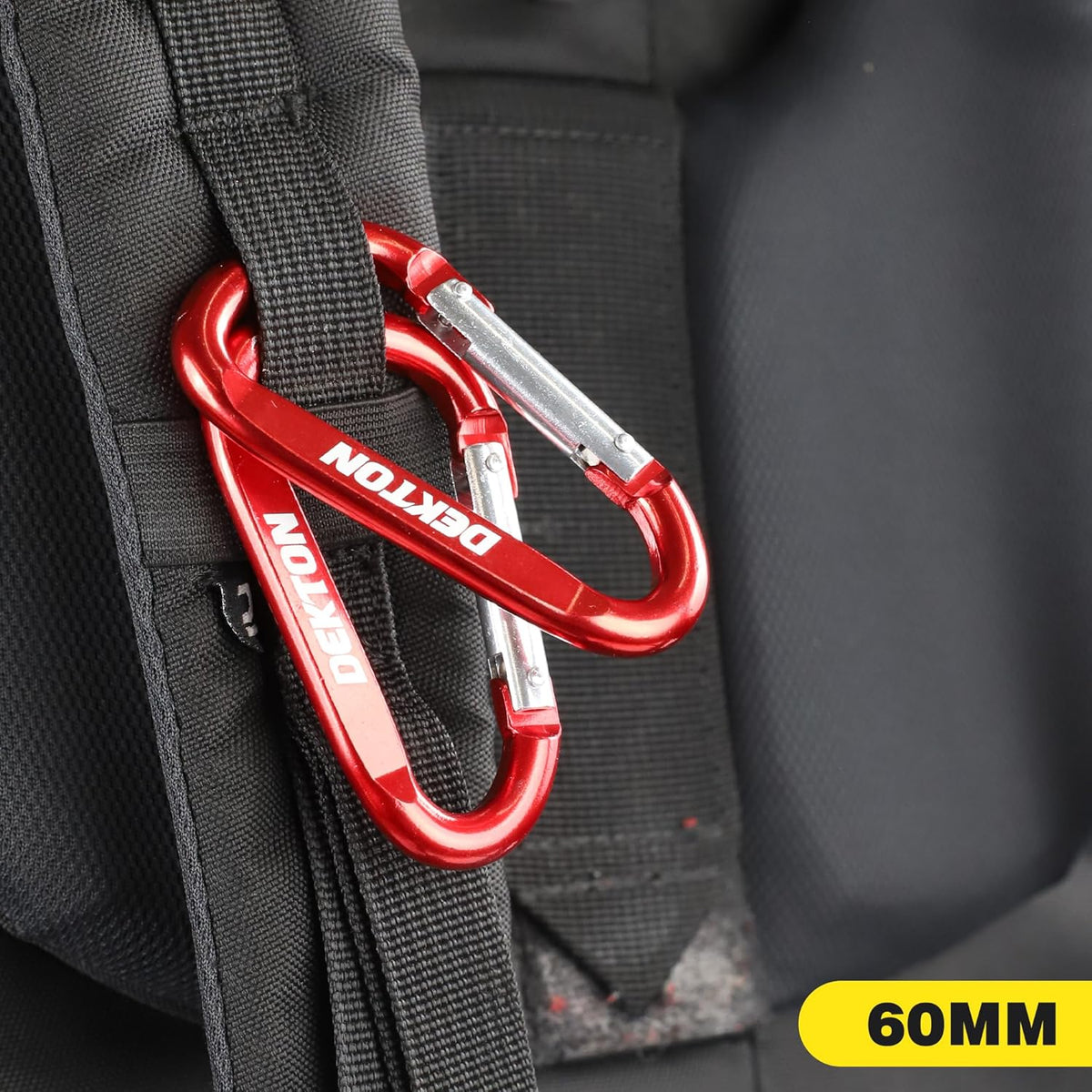 Dekton Spring Loaded Snap Hooks Red and Silver Medium 60mm Pack of 2 DH70140 | One Hand Operation | Max Weight - 40Kg | Lightweight and Strong | Waterproof | Rustproof | Durable | Made from Lightweight and Strong Aluminium | Self-Closing Mechanism