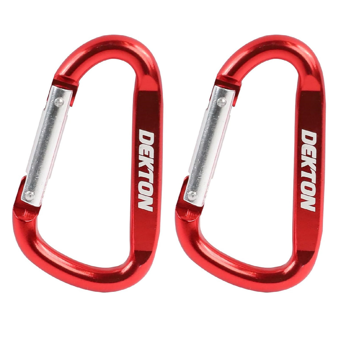 Dekton Spring Loaded Snap Hooks Red and Silver Medium 60mm Pack of 2 DH70140 | One Hand Operation | Max Weight - 40Kg | Lightweight and Strong | Waterproof | Rustproof | Durable | Made from Lightweight and Strong Aluminium | Self-Closing Mechanism