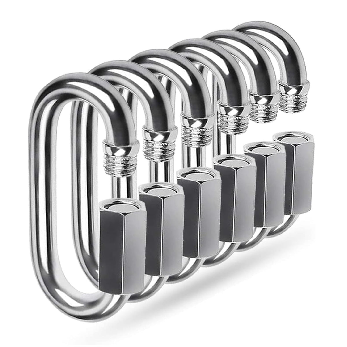 Dekton Chain Link Connectors Silver 6mm Pack of 6 DH70160 | Multi-Purpose | Heavy Duty | Durable | Threaded End and Hexagon Nut Ensures a Safe Connection | High Strength Steel Construction | Rust Resistant Stainless Steel | Ideal for Use with Swing Sets