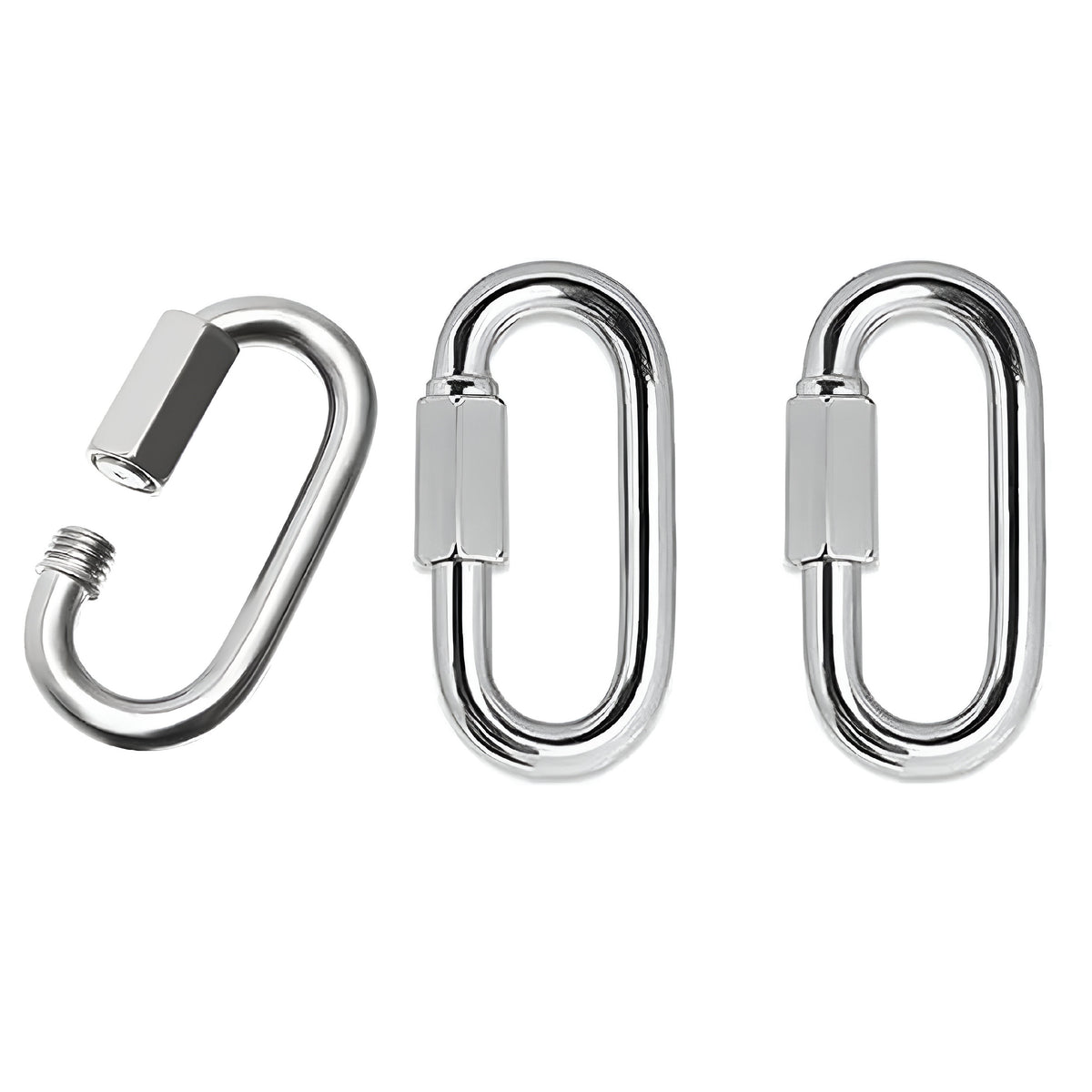Dekton Chain Link Connectors Silver 8mm Pack of 3 DH70170 | Multi-Purpose | Heavy Duty | Durable | Threaded End and Hexagon Nut Ensures a Safe Connection | High Strength Steel Construction | Rust Resistant Stainless Steel | Ideal for Use with Swing Sets