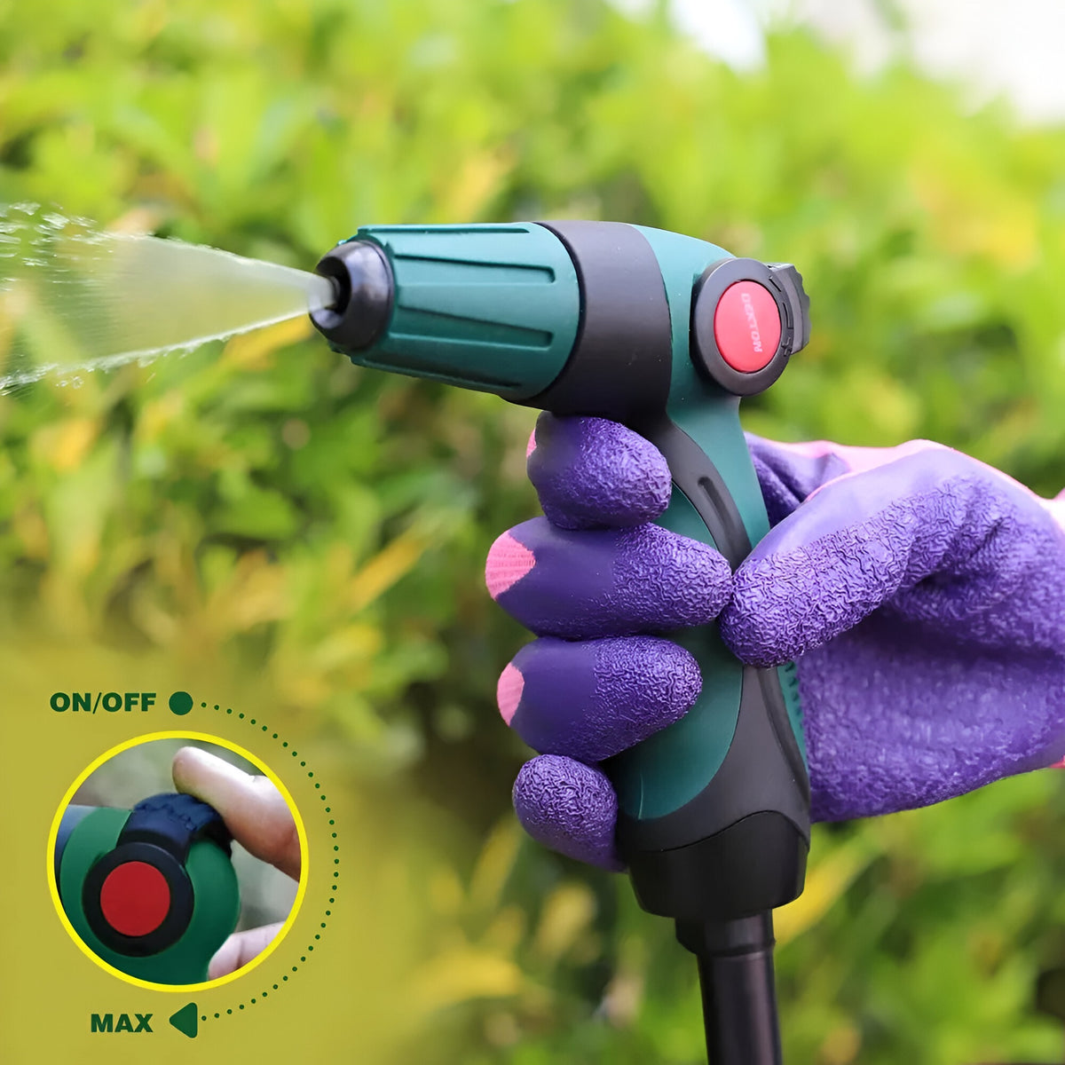 Dekton Easy Use Spray Nozzle Dark Green DTG6140 | Easy Thumb Control | universal Fitting | Thumb Controls On-Off and Water Flow | Fits All Types of 0.75-Inch | Soft Non-Slip Grip | Ergonomic Design