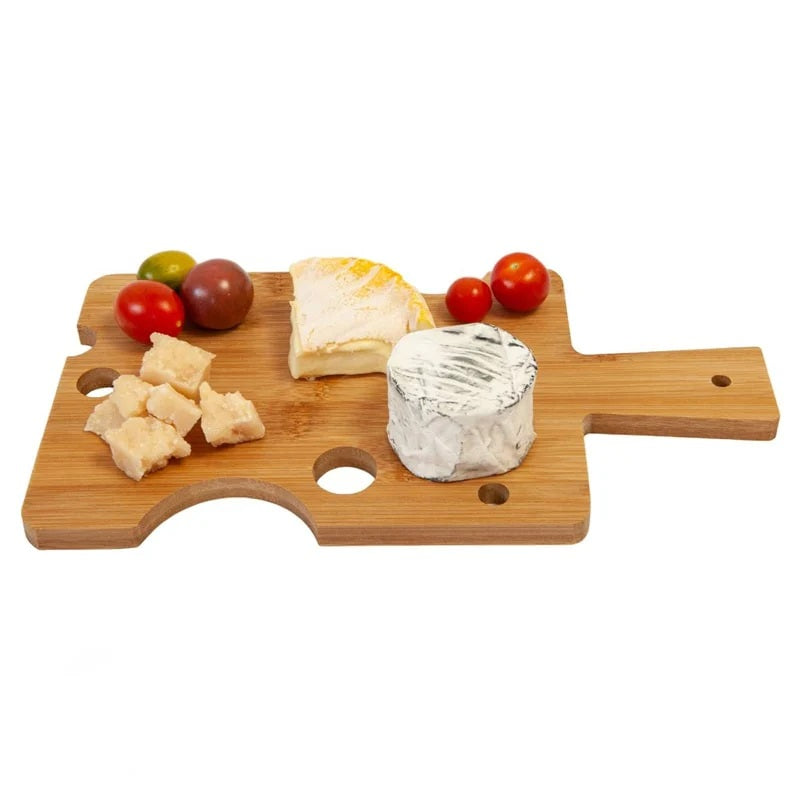 Excellent Houseware Bamboo Cheese Platter Board Brown 29cm x 15cm 784610440 | Eco-Friendly | Wooden Serving Tray | Decorative Cheese Cut-Out Design