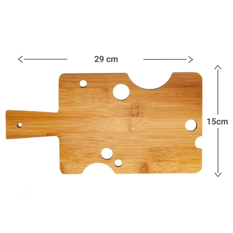 Excellent Houseware Bamboo Cheese Platter Board Brown 29cm x 15cm 784610440 | Eco-Friendly | Wooden Serving Tray | Decorative Cheese Cut-Out Design