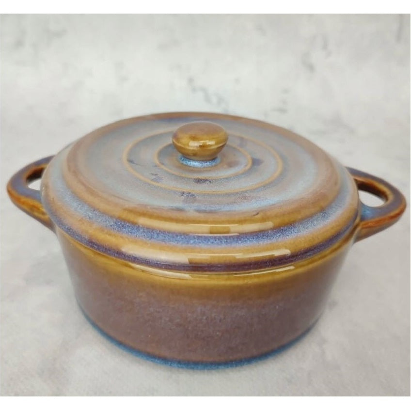 Excellent Houseware Stoneware Casserole Dish with Lid Assorted Colours 17cm x 13cm x 6cm Pack of 1 350ml Q51200720 | Oven and Dishwasher Safe