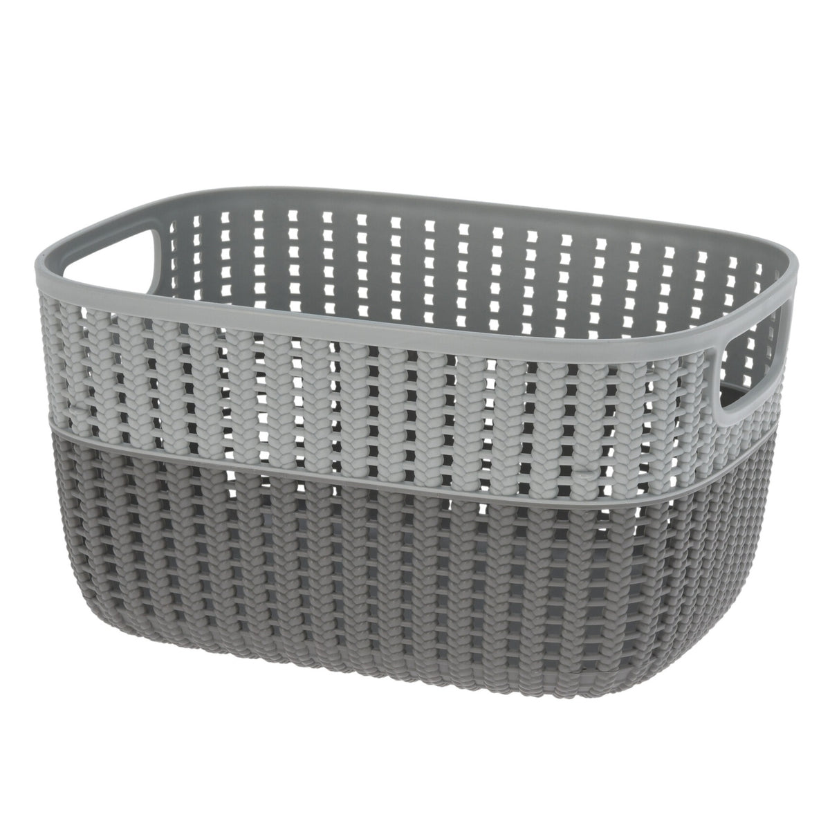 Duotone Plastic Woven Design Storage Baskets Assorted Colours 22cm x 28cm Pack of 1 030002050 | Durable Organizer Bins with Handles | Ideal for Toys-Laundry-Bathroom and Office Use