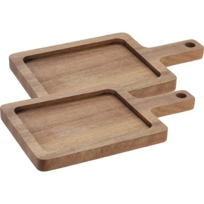 Excellent Houseware Acacia Wood Serving Platter Brown 23cm x 13cm Pack of 2 101003800 | Rustic Paddle Boards | For Cheese-Charcuterie and Appetizers