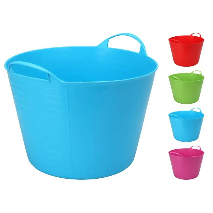 Flexible Plastic Basket with Handles Assorted Colours 15Ltr Pack of 1 042244180 | Multi-Purpose Storage Bucket | For Home-Garden or Laundry