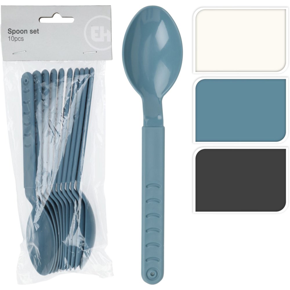 Excellent Houseware Plastic Spoon Set Assorted Colours Pack of 10 101002830 | Reusable and Durable Cutlery | Ideal for Parties-Picnics and Everyday Use