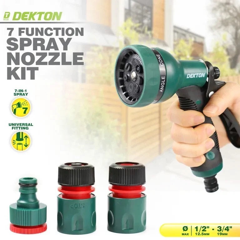 Dekton 7 Function Spray Nozzle Kit Green and Black DTG6120 | 7-in-1 Spray | Universal Fitting