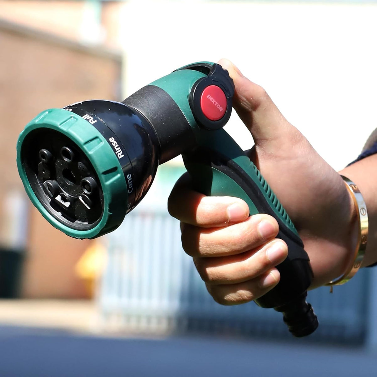 Dekton 10-Function Garden Spray Nozzle Green and Black DTG6150 | Multi-Pattern Hose Attachment | Easy Thumb Control | Ergonomic Grip | Jet-Mist-Shower-Centre and More | Simple to Operate