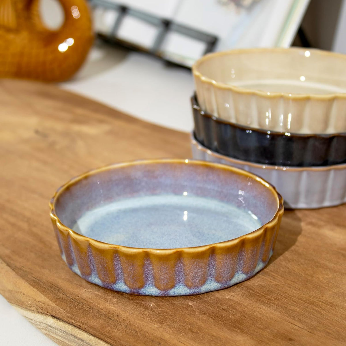 Excellent Houseware Round Stoneware Oven Dish Assorted Colours 190ml Pack of 1 Q51200740 | Baking Dishes for Pies-Souffles-Snacks and More