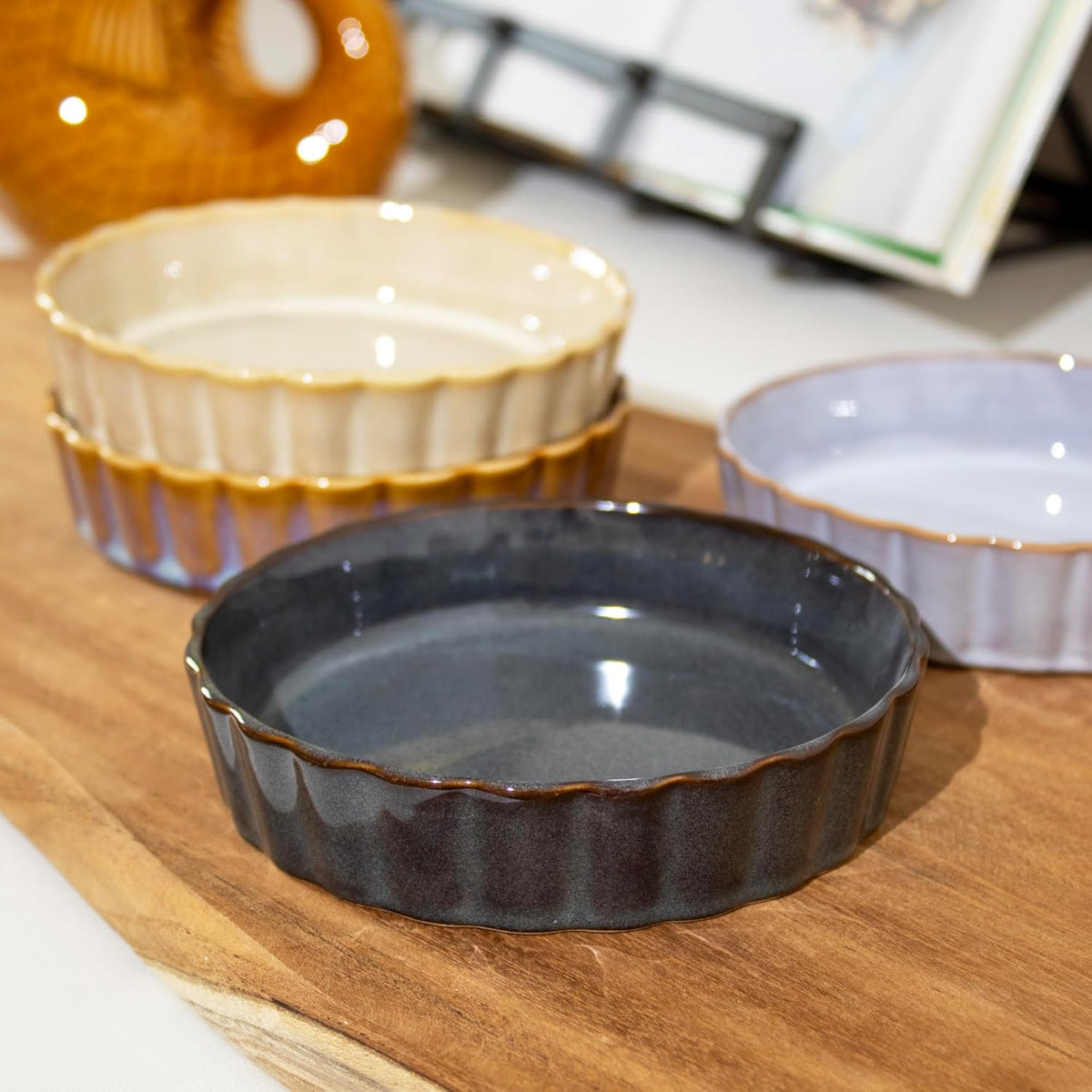 Excellent Houseware Round Stoneware Oven Dish Assorted Colours 190ml Pack of 1 Q51200740 | Baking Dishes for Pies-Souffles-Snacks and More