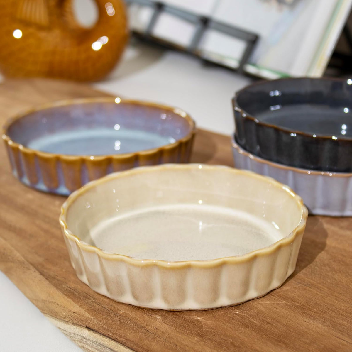 Excellent Houseware Round Stoneware Oven Dish Assorted Colours 190ml Pack of 1 Q51200740 | Baking Dishes for Pies-Souffles-Snacks and More