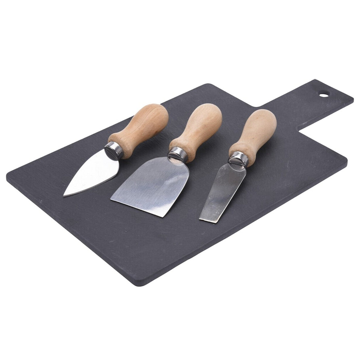Excellent Houseware Slate Cheese Platter Set Black and Silver 4-Piece 210000700