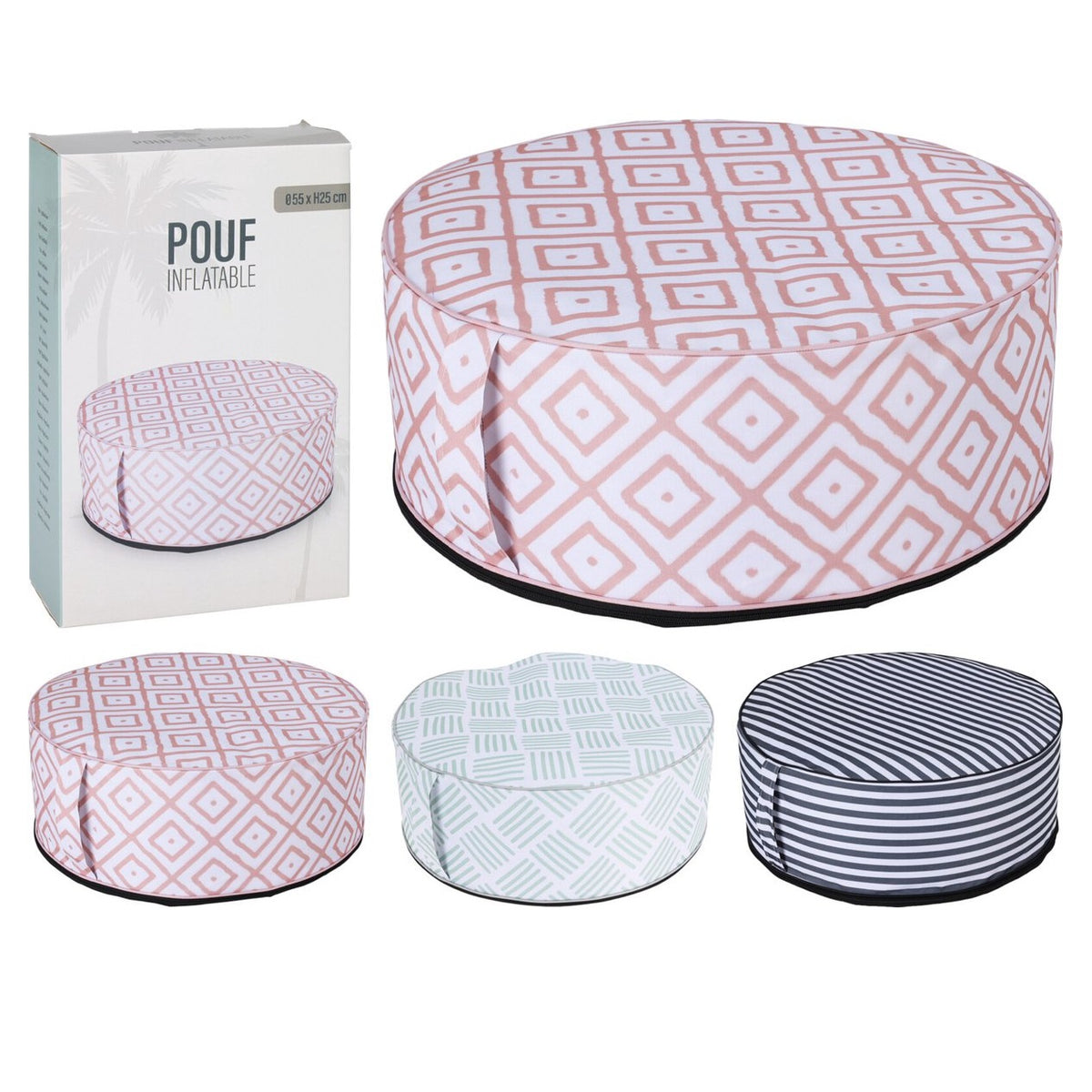 Inflatable Pouf Assorted Colours 55cm x 25cm 170491340