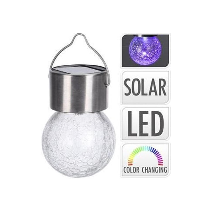 Pro Garden Colour Changing Cracked Ball LED Solar Lamp Clear 6cm DX9200390