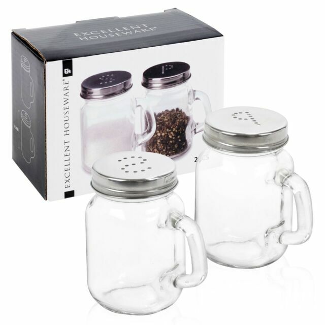 Excellent Houseware Glass Salt and Pepper Set Clear 135ml 70mm x 54mm x 85mm CD1001430