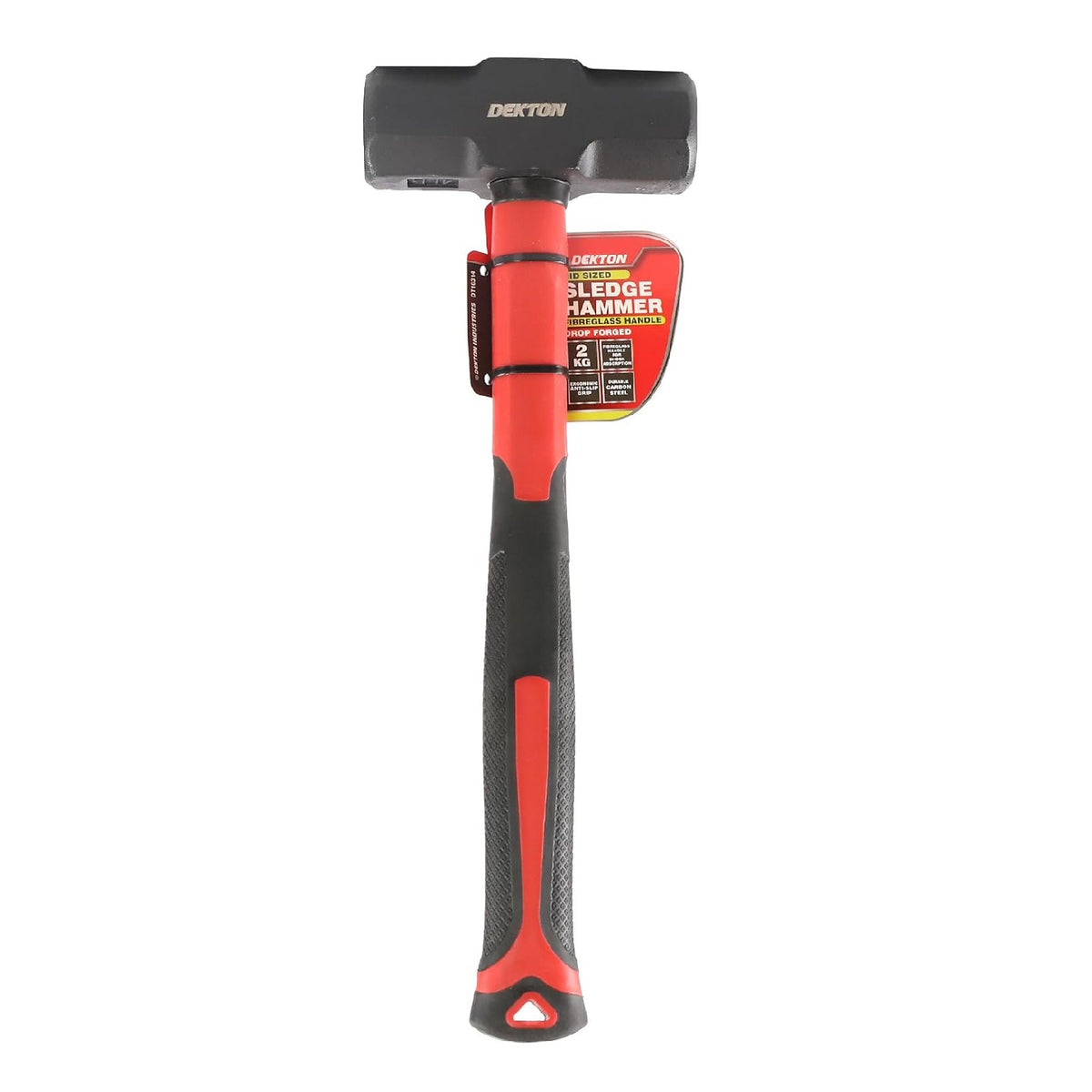 Dekton Sledge Hammer Red and Black Mid Size 2Kg DT10314 | Drop Forged | Fibreglass Handle for Shock Absorption | Ergonomic Anti-Slip Grip | Durable Carbon Steel