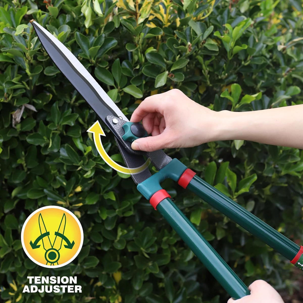 Dekton Telescopic Hedge Shears Multicolour 62cm DTG5145 | 8mm Max Cut Diameter | tension Adjuster | Extendable Handles | High-Quality, Carbon Steel Blades | Lightweight Handles Adjust from 62cm to 80cm | Soft-Grip PVC Coated Handles