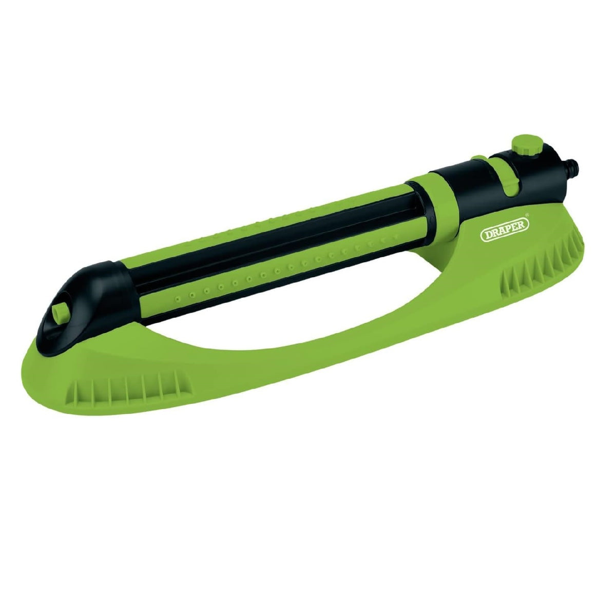Draper Oscillating Sprinkler Black and Green 09957 | 9 to 21 Jets | For Lawns Small to Large | Built-in Flow Control | Water Coverage Adjustment 50-222 Meter Square
