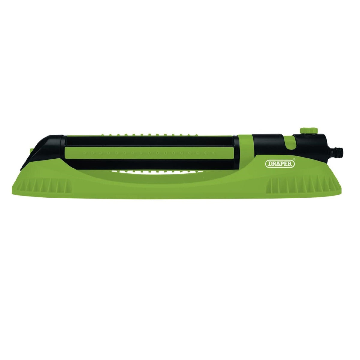 Draper Oscillating Sprinkler Black and Green 09957 | 9 to 21 Jets | For Lawns Small to Large | Built-in Flow Control | Water Coverage Adjustment 50-222 Meter Square