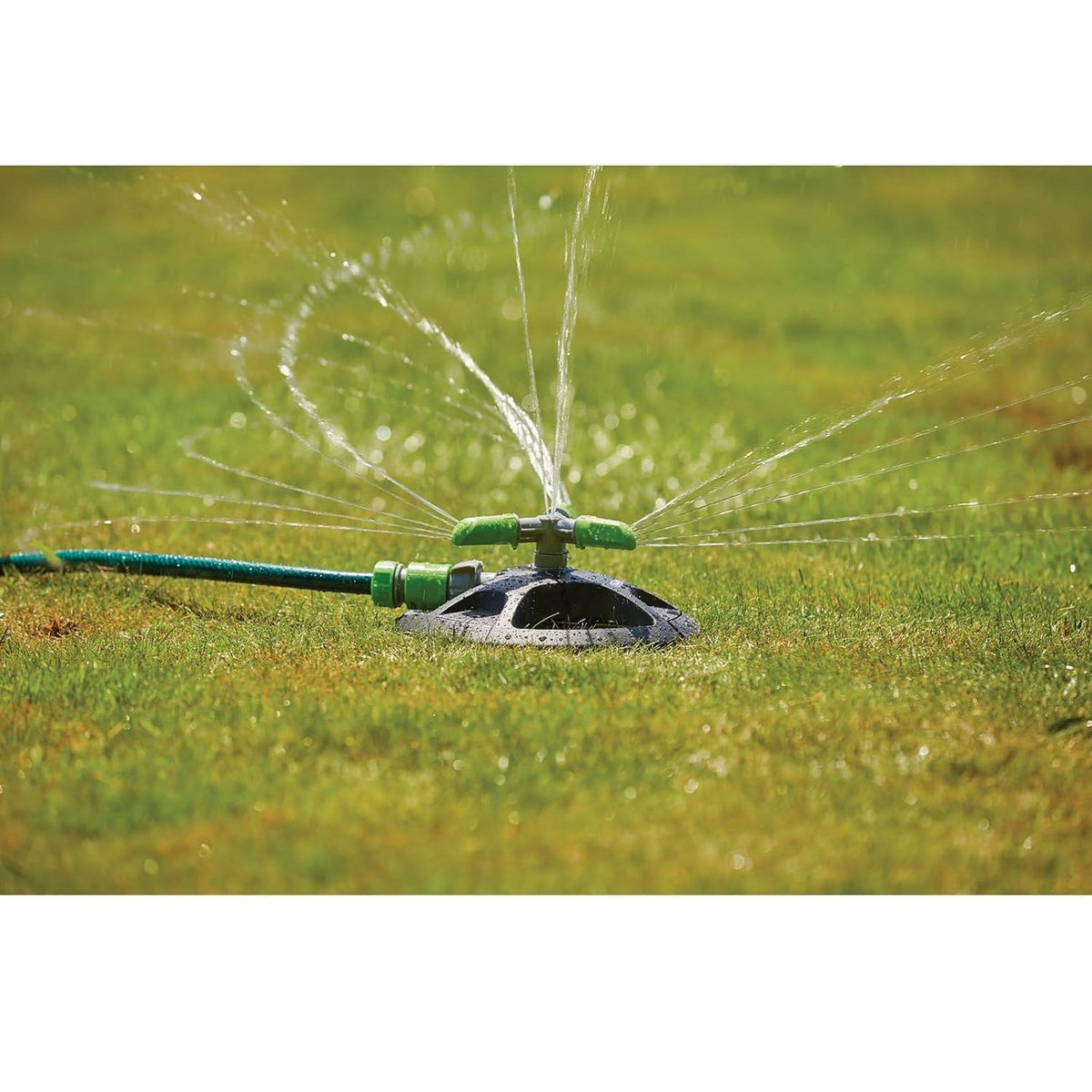 Draper Revolving 3-Arm Sprinkler Multicolour 12Mtr 27757 | Integrated Spike for Stability