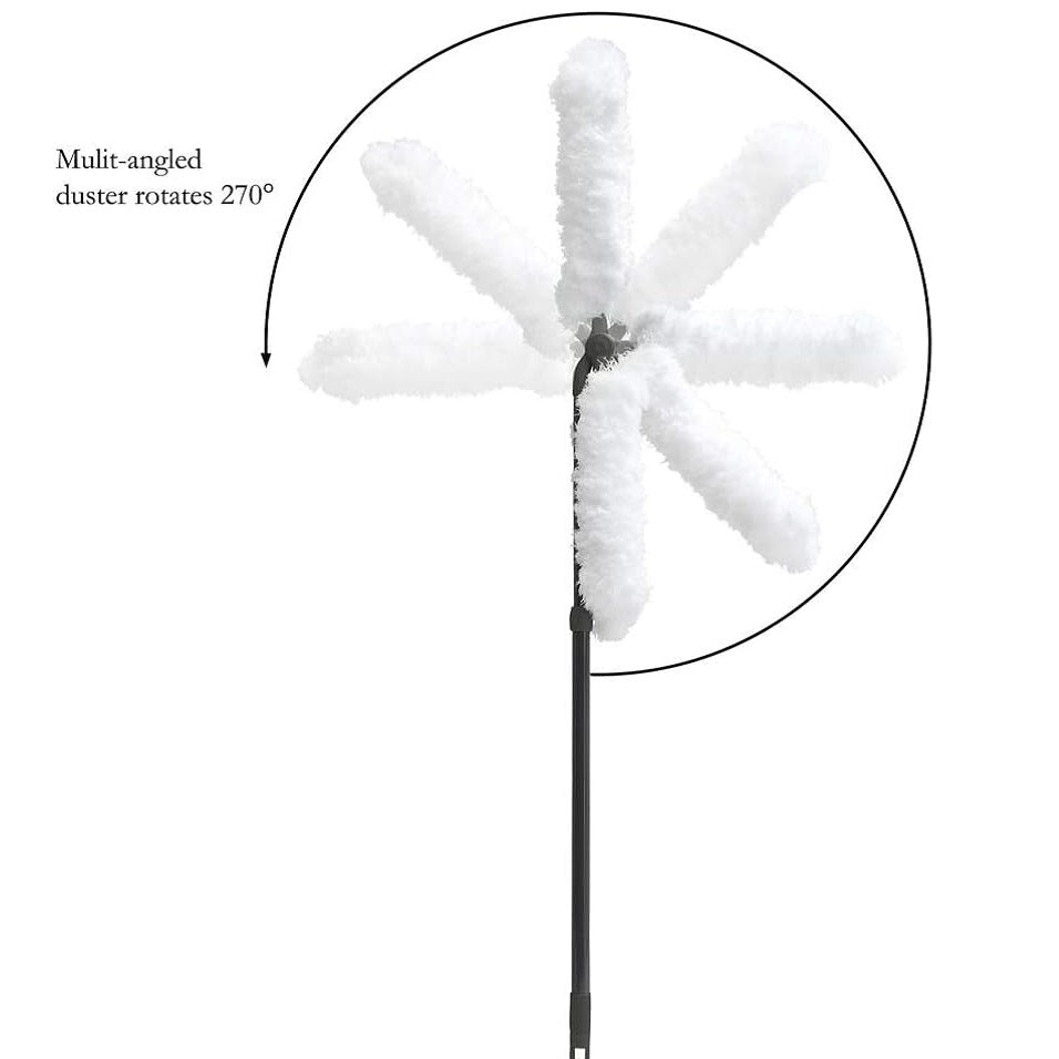 JVL Extendable Microfibre Duster Grey 68cm-105cm 20-070GY | Machine Washable Microfibre Duster | Head Rotates and Locks into Six Positions | Multi-Angled Duster Rotates 270 Degree for Optimum Cleaning with Minimal Effort