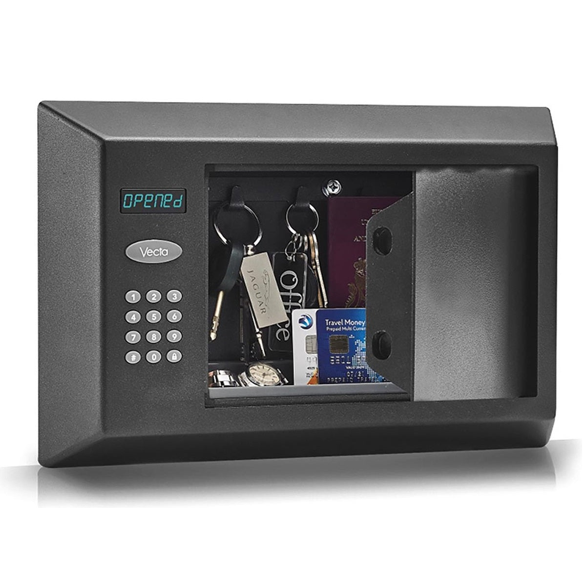 Vecta Personal Safe Black OT01249 | Unique Slim Design | Best in Class Security | Easy Read LCD Display | Internal Wall Mounting