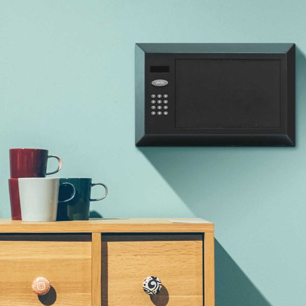 Vecta Personal Safe Black OT01249 | Unique Slim Design | Best in Class Security | Easy Read LCD Display | Internal Wall Mounting