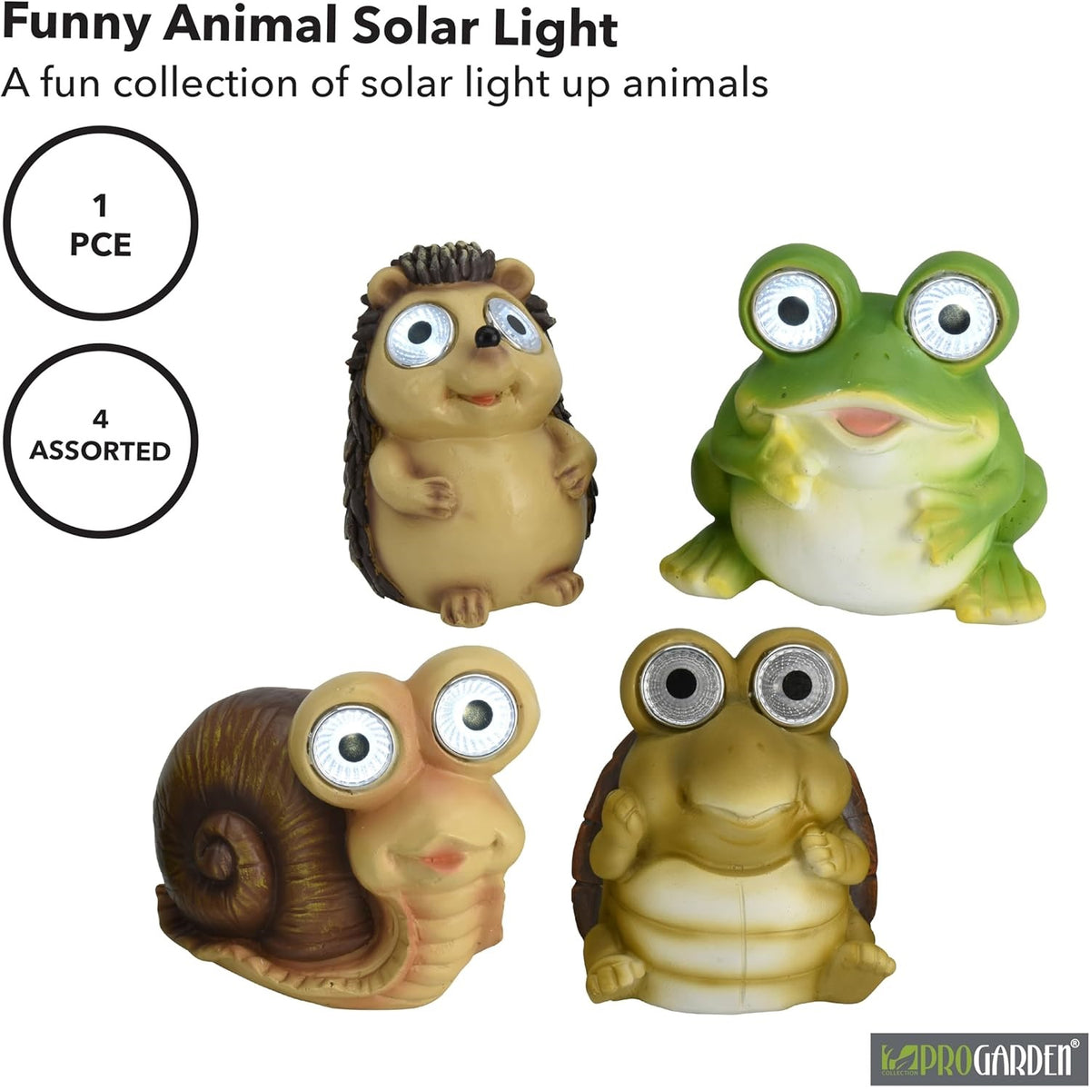 Progarden Cute Hedgehog Solar LED Garden Light Assorted Colours 11cm Pack of 1 252122200 | 4 Assorted Models | Outdoor Pathway Decoration | Animal Figurine Solar Lamp | For Yard-Lawn and Patio