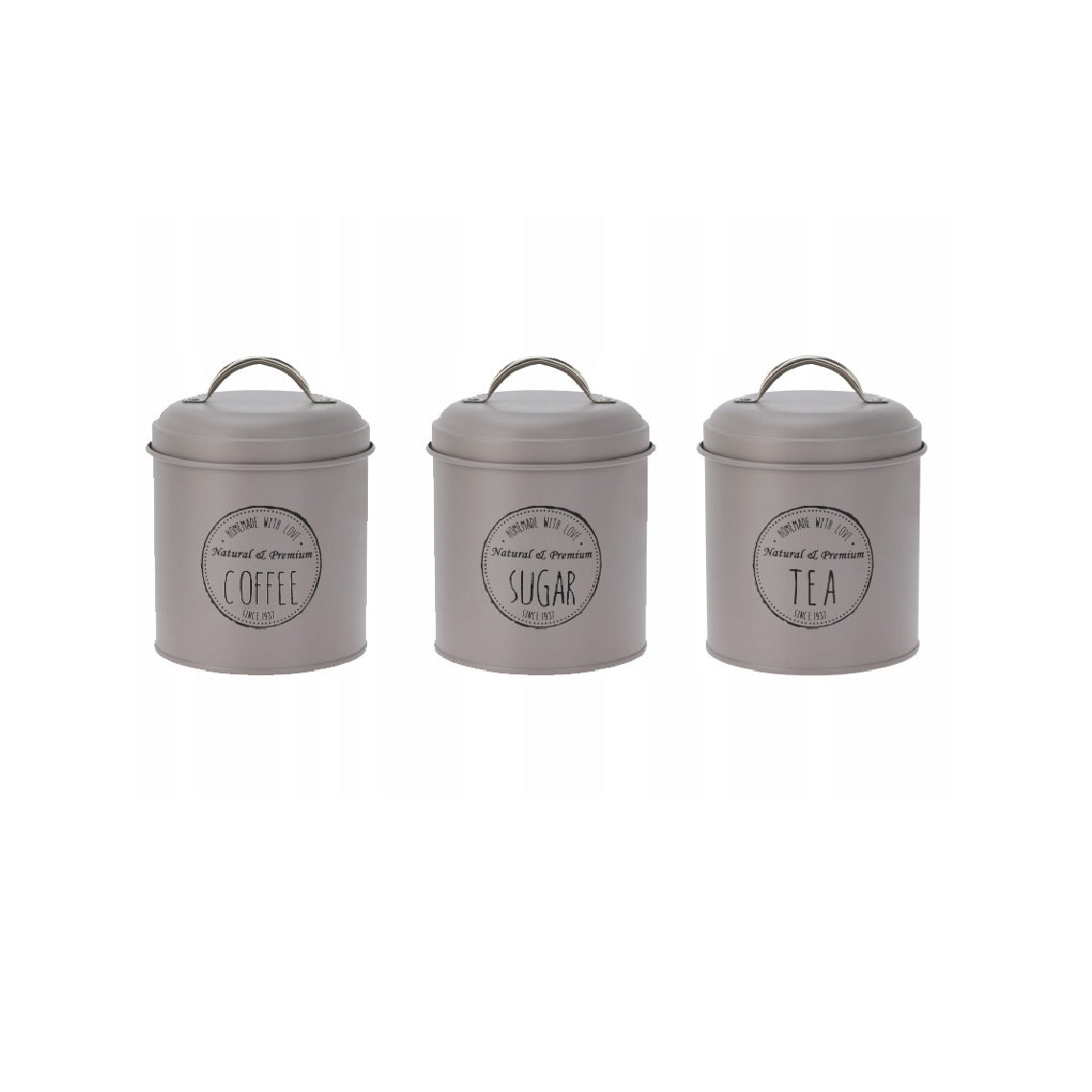 Excellent Houseware Metal Storage Canister Set Assorted Colours 11cm x 16cm Pack of 3 C80653730